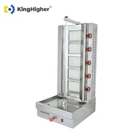 Machine à shawarma au gaz commerciale 5 brûleurs Rotation automatique Acier inoxydable Haute productivité Équipement de cuisson de shawarma