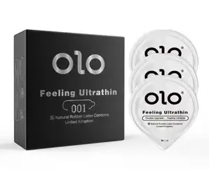 3 buah/kotak Olo dewi Ultra tipis 001 kondom Spa Penis butiran mutiara titik G 001 seksi wanita untuk kondom lateks