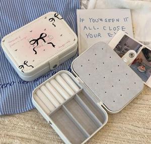 Modern Leather Rectangle Cute Portable Exquisite Travel Jewelry <b>Box</b> with Zipper Closure Multifunction <b>Storage</b> Necklace Organizer - Product Image 5
