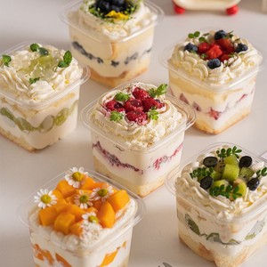 Square Mousse Cake Cup Spoon Dessert Packaging <b>Box</b> Modern China Transparent Commercial Baking <b>Box</b> - Product Image 2