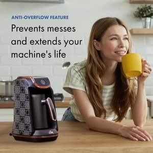 <span class=keywords><strong>Cafetière</strong></span> turque <span class=keywords><strong>électrique</strong></span> Any Morning <span class=keywords><strong>4</strong></span> <span class=keywords><strong>tasses</strong></span>, 8 oz, <span class=keywords><strong>petite</strong></span> machine, arrêt automatique, anti-débordement, alarme sonore, fonctions de sécurité, en plastique - Product Image 6