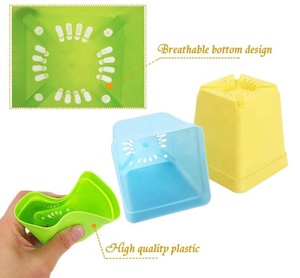 Macetas <span class=keywords><strong>de</strong></span> flores para guardería, macetas <span class=keywords><strong>de</strong></span> escritorio <span class=keywords><strong>de</strong></span> plantas suculentas <span class=keywords><strong>de</strong></span> plástico, paleta <span class=keywords><strong>de</strong></span> decoración para el hogar, herramientas cuadradas <span class=keywords><strong>de</strong></span> colores caramelo - Product Image 3