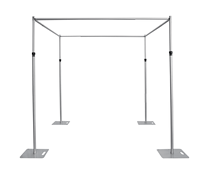 KL-PAD002 Support de toile de fond professionnel robuste et réglable à double barre transversale pour système Pipe and Drape, avec montants réglables