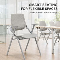 Chaise de formation pivotante pliable avec tablette d'écriture, dossier en plastique, chaise de conférence portable, chaise de bureau à domicile pour étudiant, salle de réunion