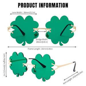 聖パトリックの日シャムロックサングラスグリーンリーフクローバーグラスコスチュームアクセサリーパーティーホリデーファニークローバーグラス - Product Image 5