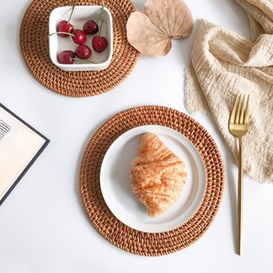 Sous-verres en rotin tressé, sets de table créatifs pour cérémonie du thé, nappes, dessous de bol, dessous de plat, tapis isolants thermiques - Product Image 3