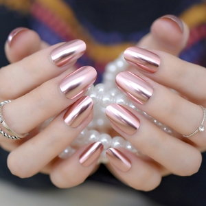 <span class=keywords><strong>Ongles</strong></span> pressés ronds, rose <span class=keywords><strong>clair</strong></span> métallisé, pour <span class=keywords><strong>ongles</strong></span> à coller, chic pour femmes, manucure de salon, 24 pièces - 12 tailles - Product Image 3