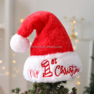 Chapeau <span class=keywords><strong>de</strong></span> Noël en peluche rouge pour bébé 1er et mes premiers bas <span class=keywords><strong>de</strong></span> Noël 2pc Set Ornament - Product Image 3