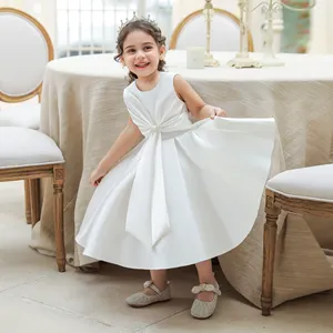 Детское бальное платье FSMKTZ, Белое Бальное платье с цветами для девочек, праздничное платье на день рождения, красивая детская одежда