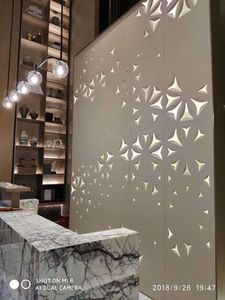 Kunden spezifische 3D Hollow-Out Luminous Gravur Leder Stoff Möbel Wand paneel Tapete Modern Classic Fire proof - Product Image 4