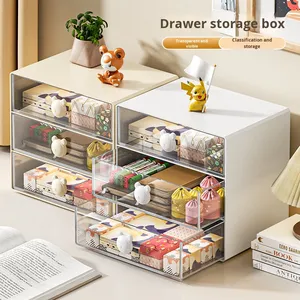 Boîte de rangement en plastique de <span class=keywords><strong>bureau</strong></span>, type tiroir, porte-stylos de <span class=keywords><strong>bureau</strong></span>, organisateur de papeterie, cosmétiques, étagère de rangement empilable multicouche - Product Image 2
