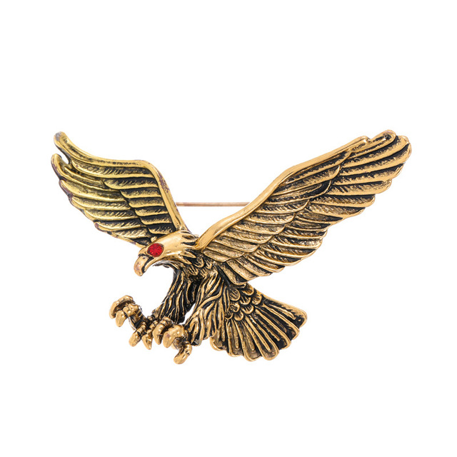 Vivid Vintage Gold Eagle Brooches Pin Big Eagle Brooch with Rhinestone