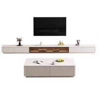 Meuble TV mural en bois blanc de luxe, console multimédia flottante au design moderne, élégant meuble de maison
