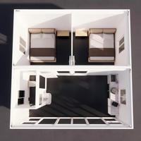 Villa Contenedor de Dos Pisos con Techo a Dos Aguas y Pared de Vidrio de Piso a Techo