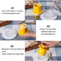 Plat à beurre français en verre transparent avec couvercle émaillé de couleur céramique pour le stockage des aliments sur le comptoir
