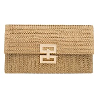 Pochette en fausse paille pour femme, sac de plage d'été, pochette enveloppe tissée synthétique, sacs à main de soirée pour mariage