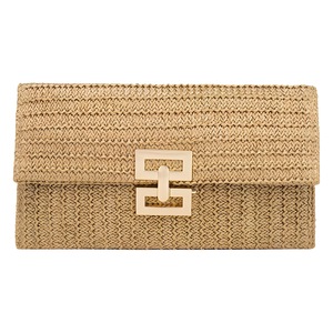 Pochette en fausse paille pour femme, sac de plage d'été, pochette enveloppe tissée synthétique, sacs à main de soirée pour mariage - Product Image 1