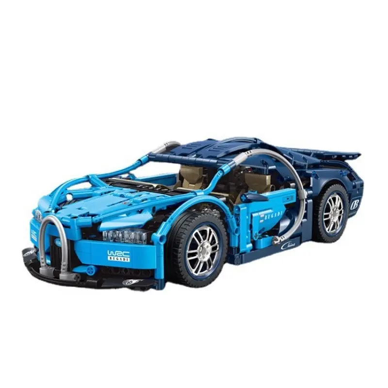 T2006 Mobil Balap Olahraga Kendaraan MOC Biru Bugatti Chiron Model Set Mainan Perakitan Teknik Bata DIY Blok Bangunan Mobil