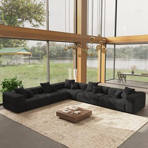 ชุดโซฟาโมดูลาร์สีดำ EU VOXHOME สำหรับห้องนั่งเล่น อพาร์ทเมนท์ เฟอร์นิเจอร์แบบสุญญากาศ บีบอัดแน่น สไตล์นอร์ดิก วิลล่า 3 4 5 6 7 8 ที่นั่ง - Product Image 2