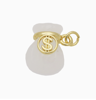 Breloques porte-bonheur en forme de sac d'argent, plaqué or 18 carats, avec signe dollar et pendentif en pierre naturelle pour la fabrication de bijoux DIY (bracelets, colliers)