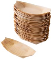 5 inch wegwerp populierenhouten bootvormig bordje, voordelig budget dienblad voor snacks, fruit, desserts, geschikt voor feesten, catering en restaurants