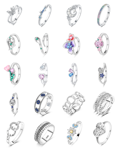 Anillo <span class=keywords><strong>de</strong></span> Boda <span class=keywords><strong>de</strong></span> Plata 925 con Zirconia, Diseño <span class=keywords><strong>de</strong></span> Lazo Abierto, Lujoso, Simple y Elegante, con Temática Forestal, <span class=keywords><strong>para</strong></span> <span class=keywords><strong>Mujer</strong></span> - Product Image 1