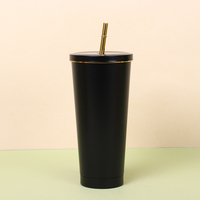 Gobelets isothermes en acier inoxydable personnalisés en gros avec paille, tasses réutilisables en vrac avec couvercle et paille pour le voyage