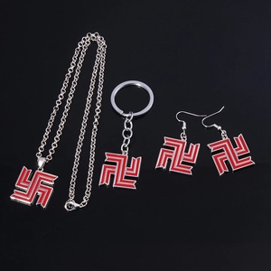 Collar con el Logotipo de la Banda <span class=keywords><strong>Manji</strong></span> de <span class=keywords><strong>Tokyo</strong></span> Revengers, Joyería de Metal Rojo de Doble Cara, Pendientes, Llavero con el Logotipo de la Banda <span class=keywords><strong>Manji</strong></span>, Regalo - Product Image 2