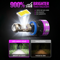 مصباح أمامي LED صغير من LELANPU بقوة 70 واط و7000 لومن مع نظام Canbus وشريحة 3570 ذات 12 نواة، إضاءة 6000-7000 كلفن وعمر افتراضي 50000 ساعة