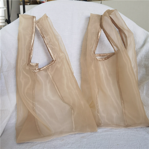 Fuchen OP Custom Logo <b>Transparent</b> Polyester Organza Tote <b>Bag</b> with Shoulder Strap Large Mesh Design for Gift Use - Product Image 6
