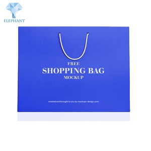Wholesale Custom Printed Brand Logo Design Luxury Clothing Blue Cardboard Paper Bag - Product Image 5