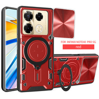 Étui de luxe pour Infinix Note 40 Pro/Note 40 Pro+/Note 40 avec protection d'objectif, fenêtre coulissante, support annulaire et armure magnétique