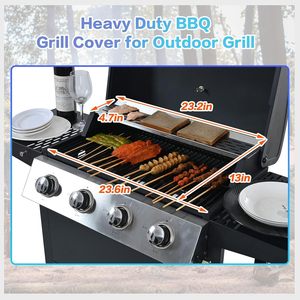 Parrilla de gas butano negra de 4 quemadores con dispositivo de seguridad contra llamas para exteriores, ideal para barbacoas y fiestas. - Product Image 4