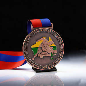Vente flash - Médaille de récompense personnalisée en cuivre plaqué pour la lutte, le Jiu Jitsu et le MMA, médaille de récompense en métal personnalisée pour les tournois et les événements - Product Image 1