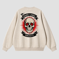 Sweat-shirt court en jersey à col rond pour homme, imprimé crâne vintage délavé, œil rouge X, style punk, 100 % coton, unisexe, coupe classique, streetwear tendance