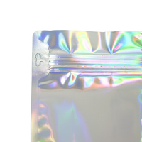 Sac en Mylar holographique irisé personnalisé avec fermeture éclair pour les grains de café, les bonbons, les collations, emballage refermable à fond plat