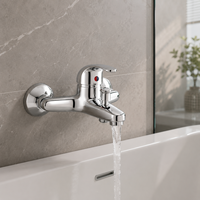 Robinet de baignoire mural MK824 en laiton massif chromé poli, mitigeur courbé à levier unique avec bec de bain intégré