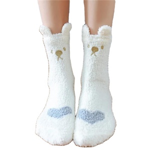 Cheap Fleece Candy Warm <strong>Lady</strong> Heart Cute Winter Sleeping Embroidery Custom <strong>Fluffy</strong> Sleeper Fuzzy Women's <strong>Socks</strong> - Product Image 1