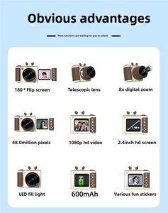 SourcingArk Appareil photo CCD 2,4 pouces 48MP Photo 1080P Vidéo Écran rotatif Selfie Zoom 8X Lumière d'appoint 600mAh Cadeau pour enfants S6 - Product Image 5