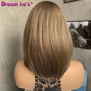 วิกผมสังเคราะห์ผมสั้นสีน้ำตาลเข้มและสีบลอนด์ยาวถึงไหล่ตรงเรียบธรรมชาติสไตล์เป็นชั้น - Product Image 6