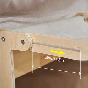 Cat Wooden Hammock <b>Bed</b> 47x38x21cm For Indoor Outdoor Use With Soft <b>Pad</b> For Cats - Product Image 3