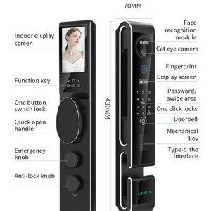 กุญแจล็อคอัจฉริยะ Qleung S666 ระบบจดจำใบหน้า 3 มิติ สแกนลายนิ้วมือ ควบคุมผ่านแอพ สีดำ สำหรับความปลอดภัยในบ้าน - Product Image 5