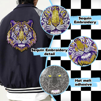 Vente chaude 3D Or Noir Tigre Broderie Patch Petit quantité minimale de commande Paillettes Vêtements Chenille Tissu PVC Plastique Logo Décoration pour Chapeaux