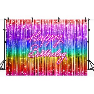 Moderne Groovy joyeux anniversaire néon arc-en-ciel saupoudrer Photo Studio Shoot arrière-plans personnalisés pour les fêtes - Product Image 4