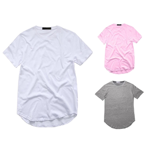 T-shirts Hip Hop Unisexe en Coton 100% à Motif Uni, Style Rock Décontracté, Coupe Longue, Vêtements Tendance - Product Image 1