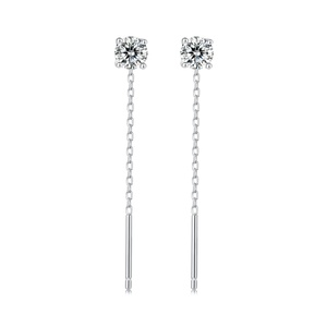 Factory <strong>Wholesale</strong> Classic Design Fashion Jewelry Sparkling Earrings Long Tassels 925 Sterling Silver Ladies Moissanite Earrings - Product Image 1