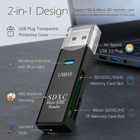 Lecteur de cartes portable Cantell USB 2.0 USB3.0 Lecteur de cartes haute vitesse Lecteur de cartes multifonction pour téléphone portable SD HC Appareil photo