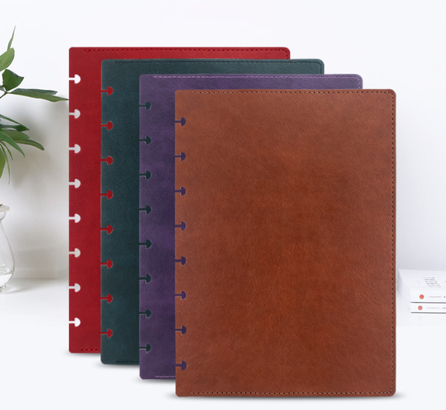 RINGNOTE A5 2pcs/set Leather & PU Cover Custom Logo Business Planner Journal Loose-Leaf Disc Binding Notebook Cover