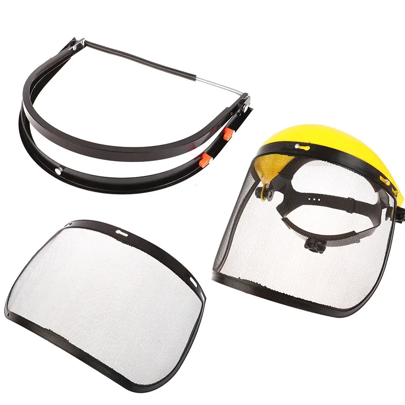 Generic Full Face Shield With Steel Mesh Visor – Yellow, Adjustable, For Chainsaw, Trimming, Weeding & Farming Use