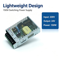 Alimentation électrique à découpage LED ultra-mince LRS-150-24 150W, entrée AC 110V à 240V, sortie DC 24V avec ventilateur de refroidissement pour éclairage de bande LED
